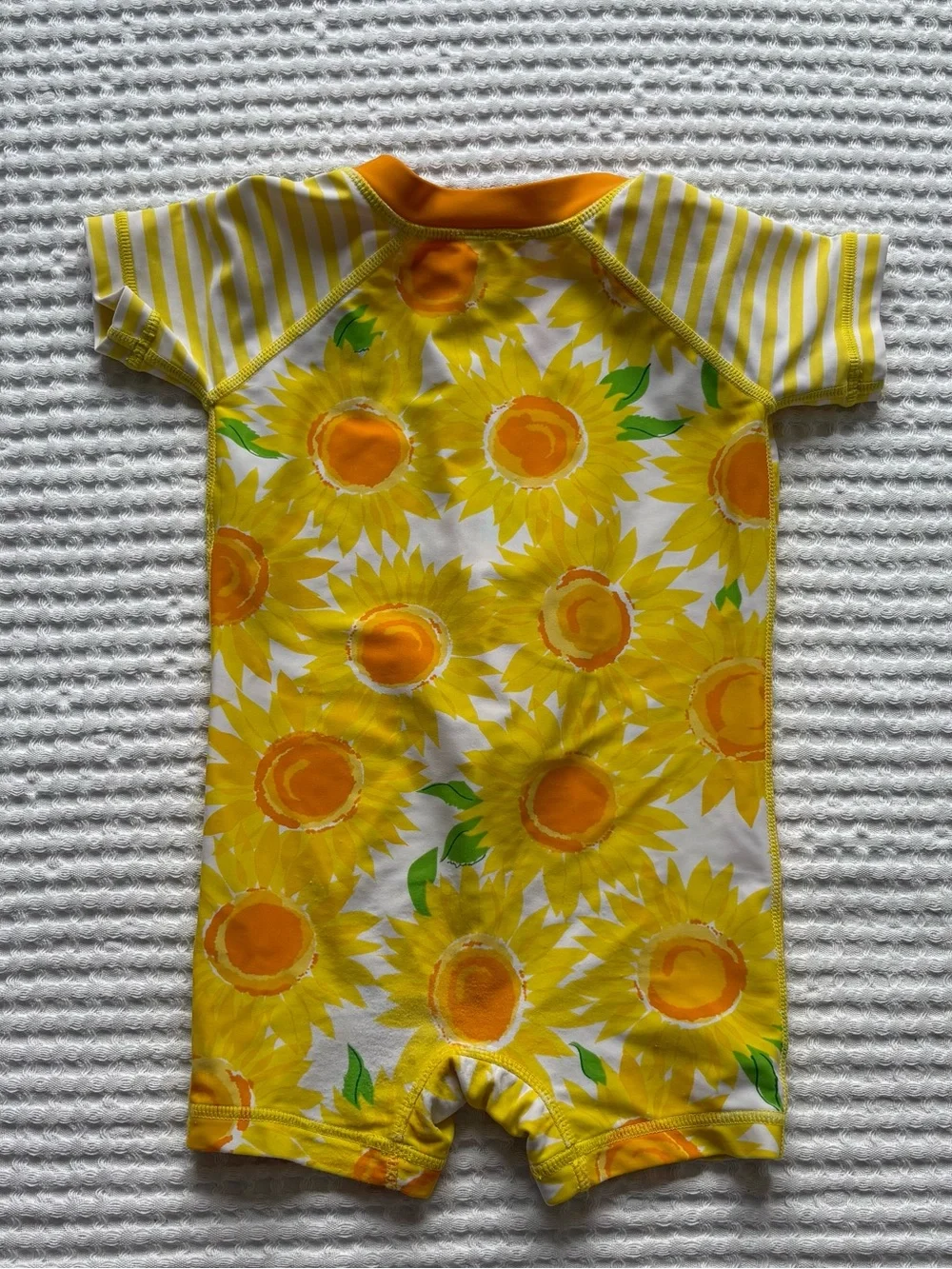Hanna Andersson Sunny Sunflowers Zip Rash Guard Swimsuit Bathing Suit - 6-12M